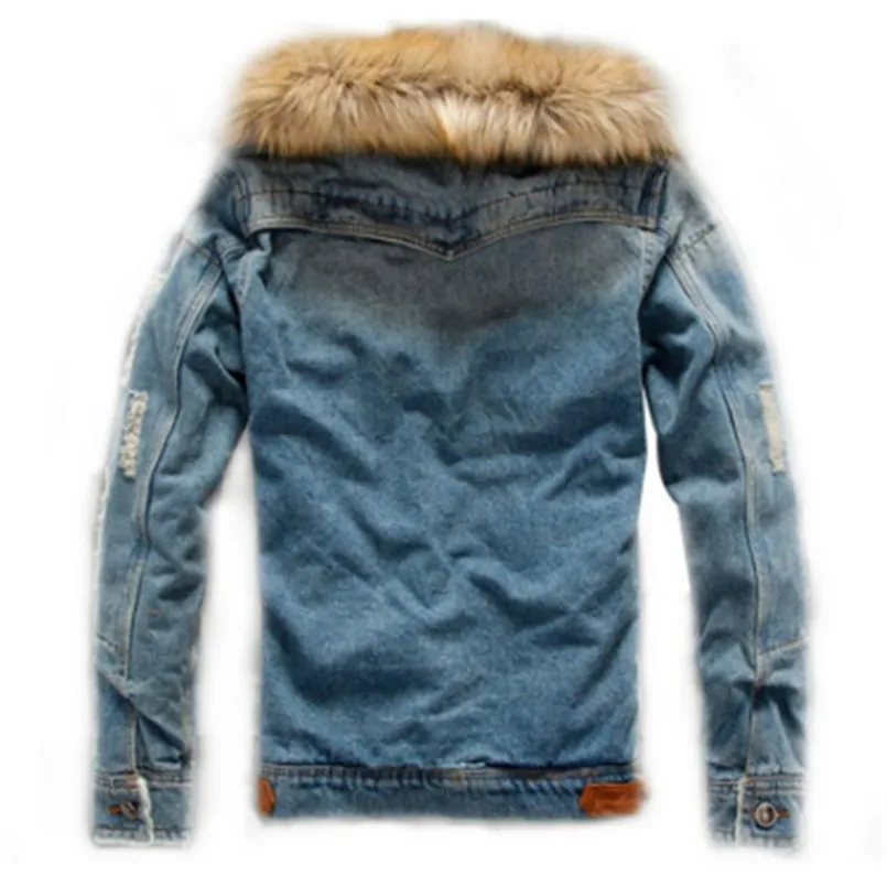 Dropshipping 2026 Nowe męskie kurtki jeansowe i płaszcze z denimu, grube, ciepłe zimowe okrycia wierzchnie S-4XL LBZ21 — zdjęcie 3