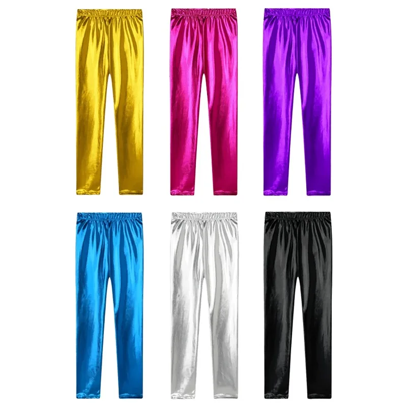 Glow Kids Girls Dance Pants Sparkle Ballet Training Leggings High Waist Yoga Gymnastics Wear Stretchy Children's Clothing