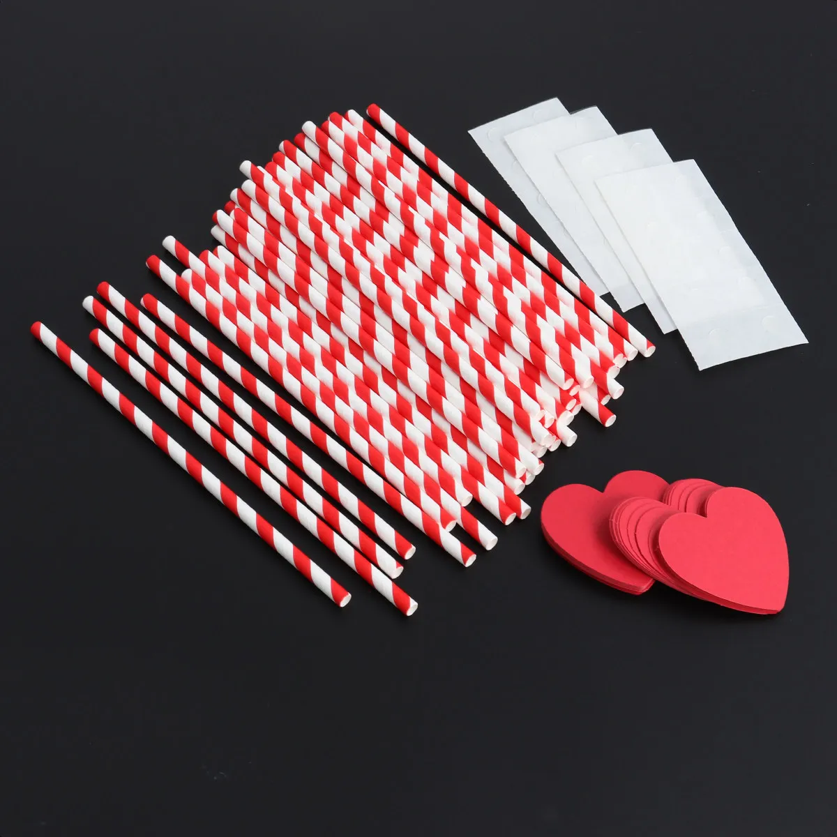 40Pcs Elegant Heart Embellished Paper Straws Reusable Style Long Straws for Festival Banquet Decoration Drink Accessories