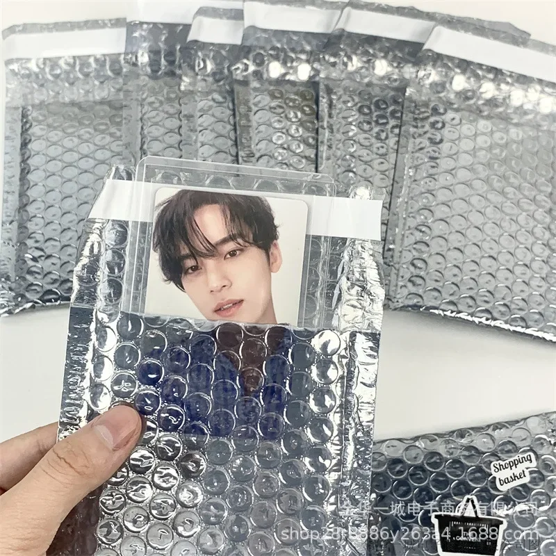 10Pcs Korean Y2K Advanced Sense Silver Translucent Bubble Mailer Kpop 3-inch Photo Card Packing Bag Card Shipping Packaging Bag