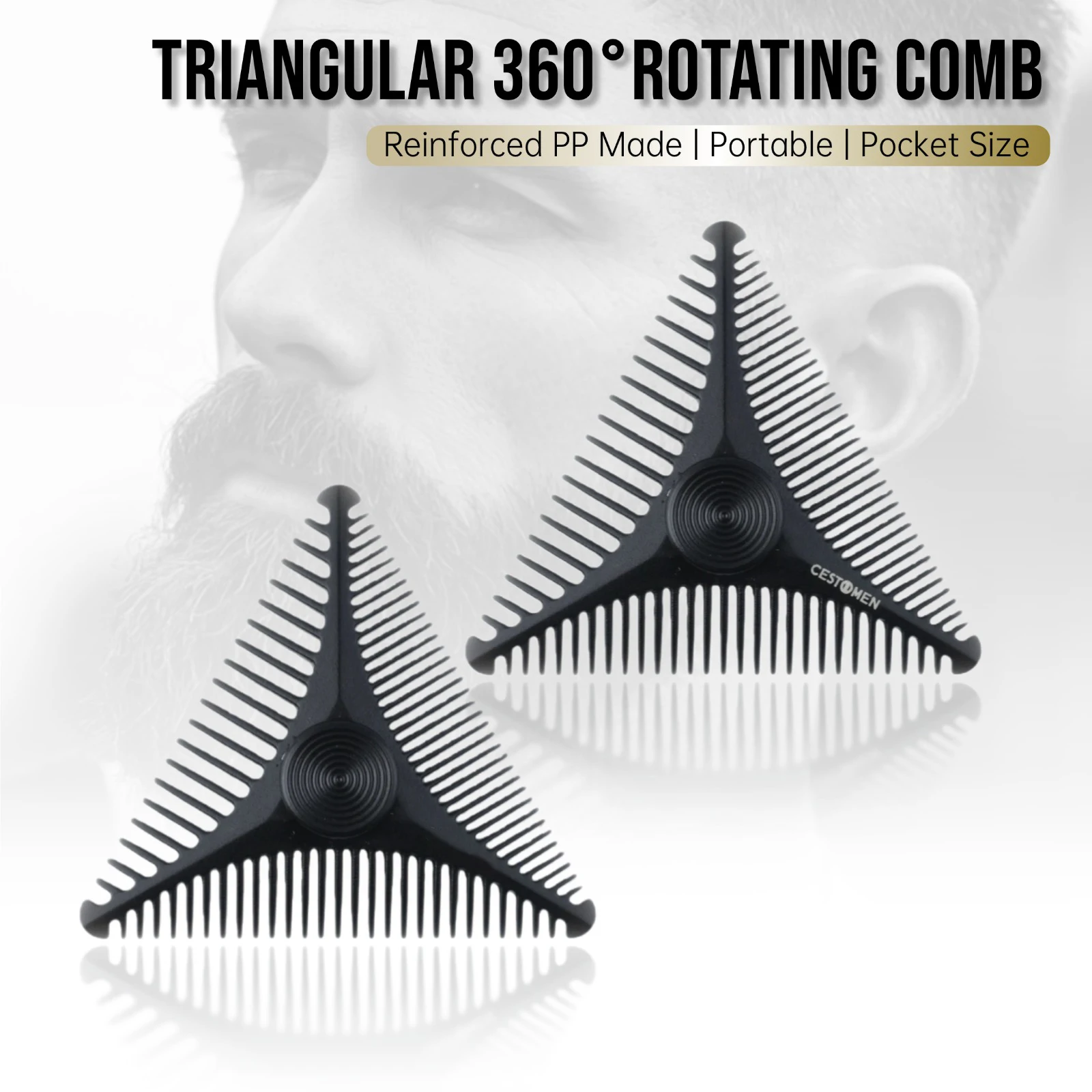 1Pc New Mini Triangular Fidget Rotate Combs Wide Fine Tooth Oill Head Hair Comb Pocket Beard Combing Salon Barber Styling Tools