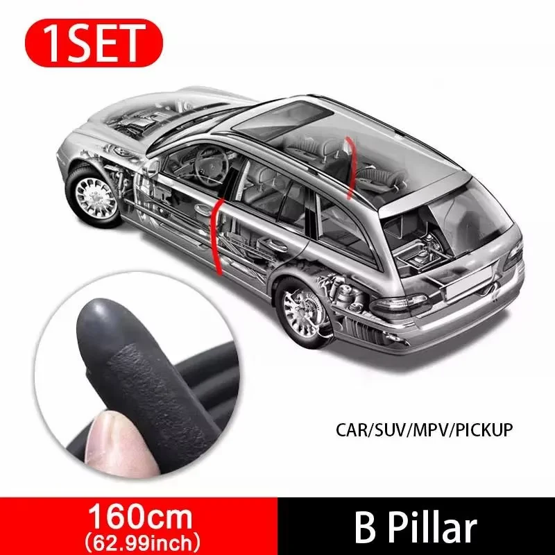 Universal Car Door Seal Weather Stripping - Self-Adhesive Rubber, Reduces Wind Noise & Dust, Easy Installation for Most Vehicles