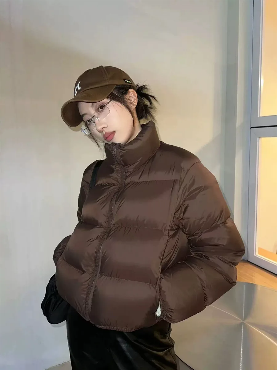 Short Coats Parkas Women Zipper Jackets Full Sleeve Thick Warm Jacket Y2k Streetwear Elegant Work Solid Coat Autumn Winter 2025