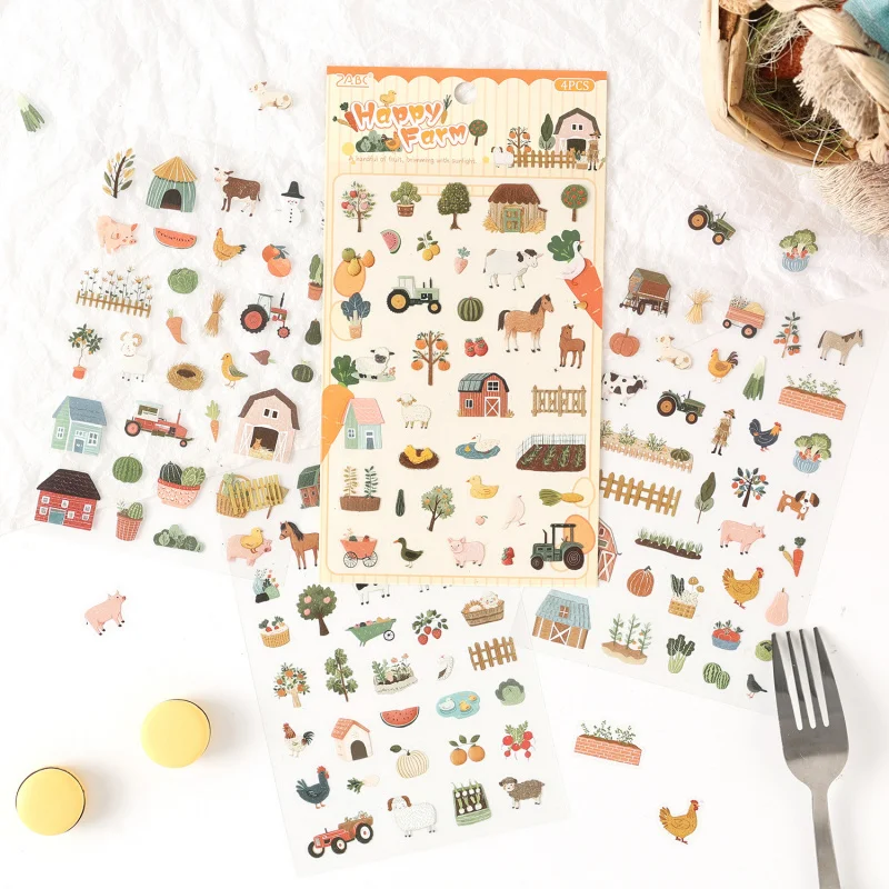 4Pcs/lot Retro Grocery Small Label Flat Stickers Student Journal Special Creative Classification Marking Decals