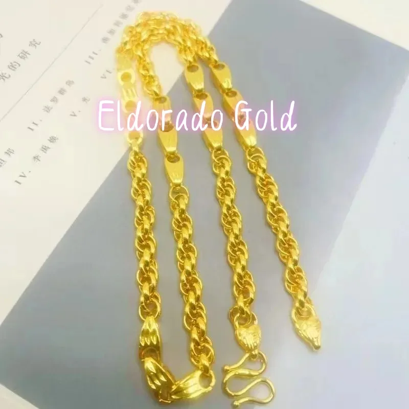 

Eldorado Gold Eldorado Eldorado Luxury 24K 9999 Pure Real Gold Twist Melon Seeds Necklace Light Luxury Niche Men's Necklace