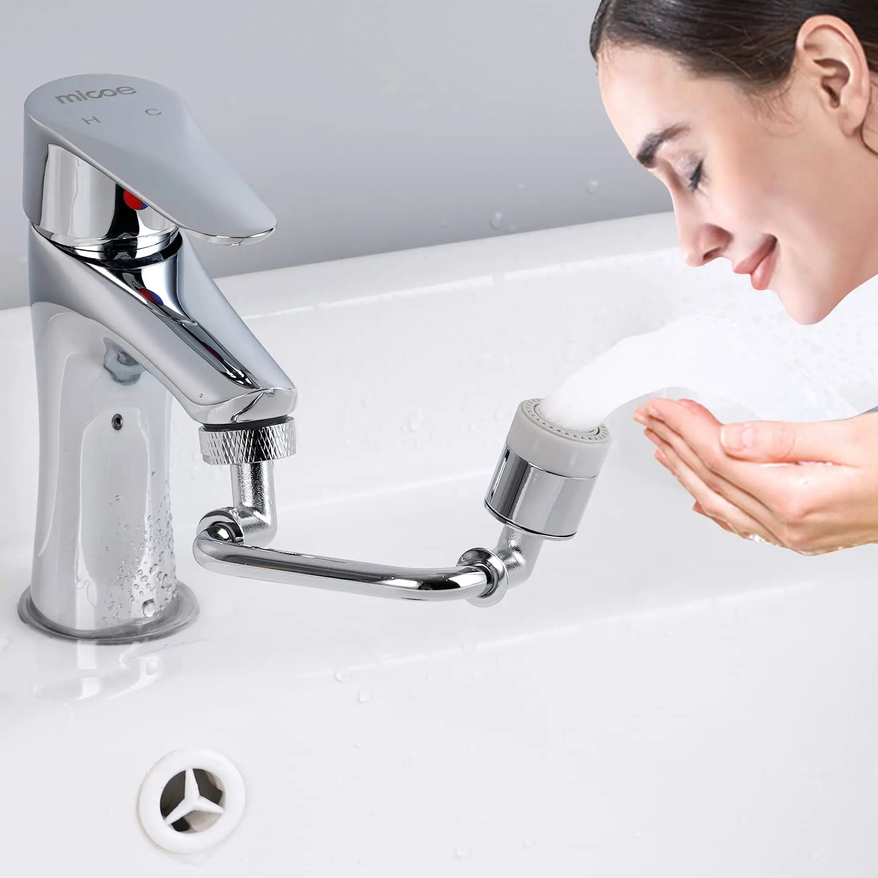 1080° Swivel Faucet Extender Universal Sink Aerator 2 Mode Splash Filter Extension Rotatable Spray Attachment Multifunctional