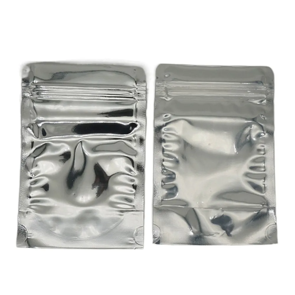 9*14cm 100pcs Stand Translucent Aluminium Zipper Bags, Front Clear Metallic Mylar Ziplock Bag,Reclosable Plastic Pouch Food Sack