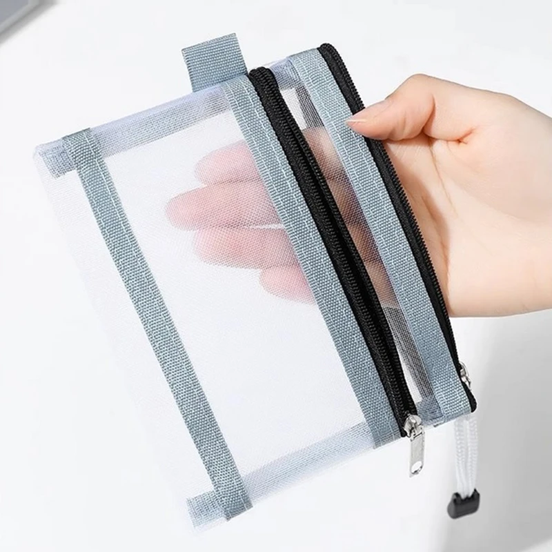 Kleine Mesh Doppelschicht Münztüten Bus ID Kreditkarte Aufbewahrungstasche Geld Geldbörse Kopfhörer Kabel Linie Organizer Tasche