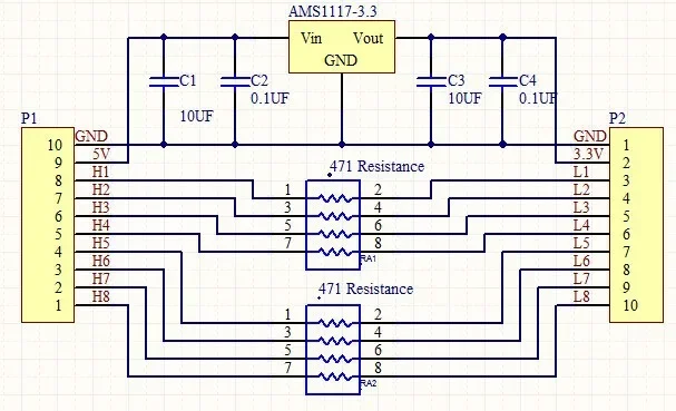 5 Pcs TB361 8CH IIC I2C Logic Level Converter Bi-Directional Module DC-DC 5V to 3.3V Setp-dowm Buck AMS1117 Board For Arduino