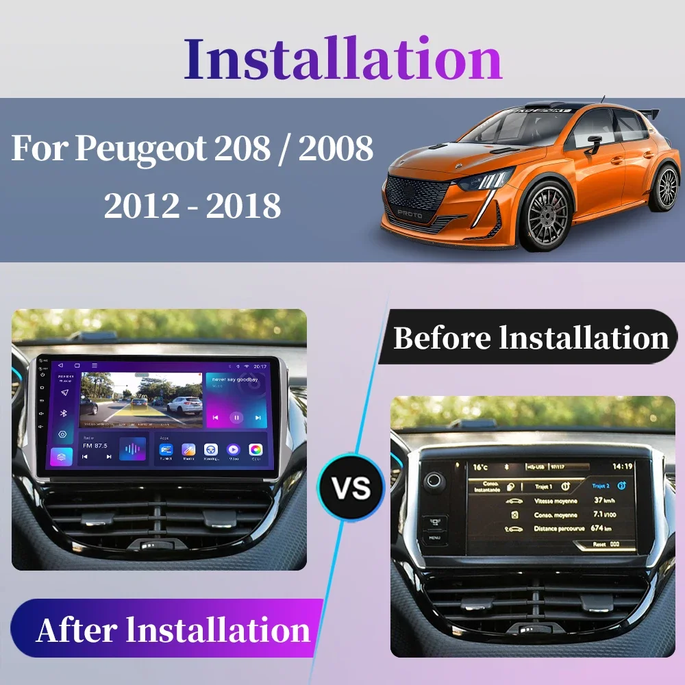 For Peugeot 2008 208 Series 2012 - 2018 Car Radio Multimedia Player Navigation GPS Carplay Android Touch Screen Auto Stereo 2din