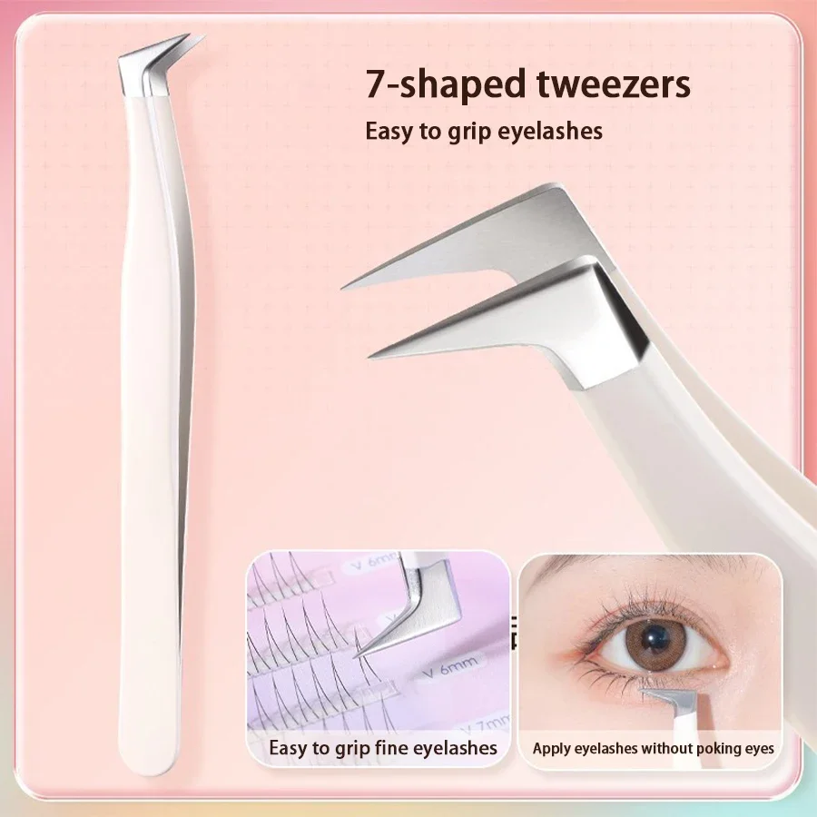 Multifunctional Tweezers Stainless Steel Eyelash Tweezers Grafting False Eyelash Patches False Eyelash Aids Portable Tweezers Be