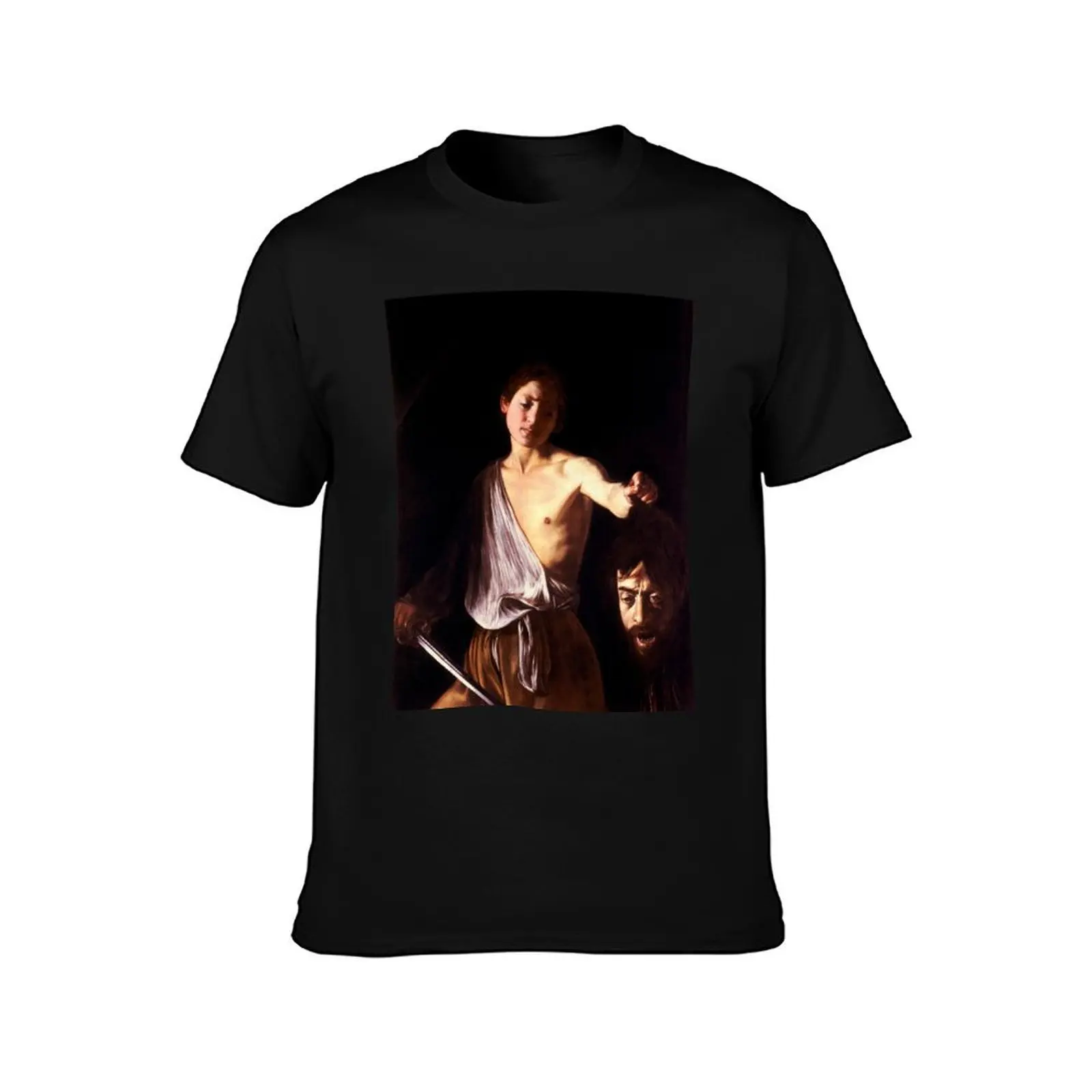 High Resolution Caravaggio David With The Head of Goliath 1610 T-Shirt Thanksgiving Casual Tee T-Shirt