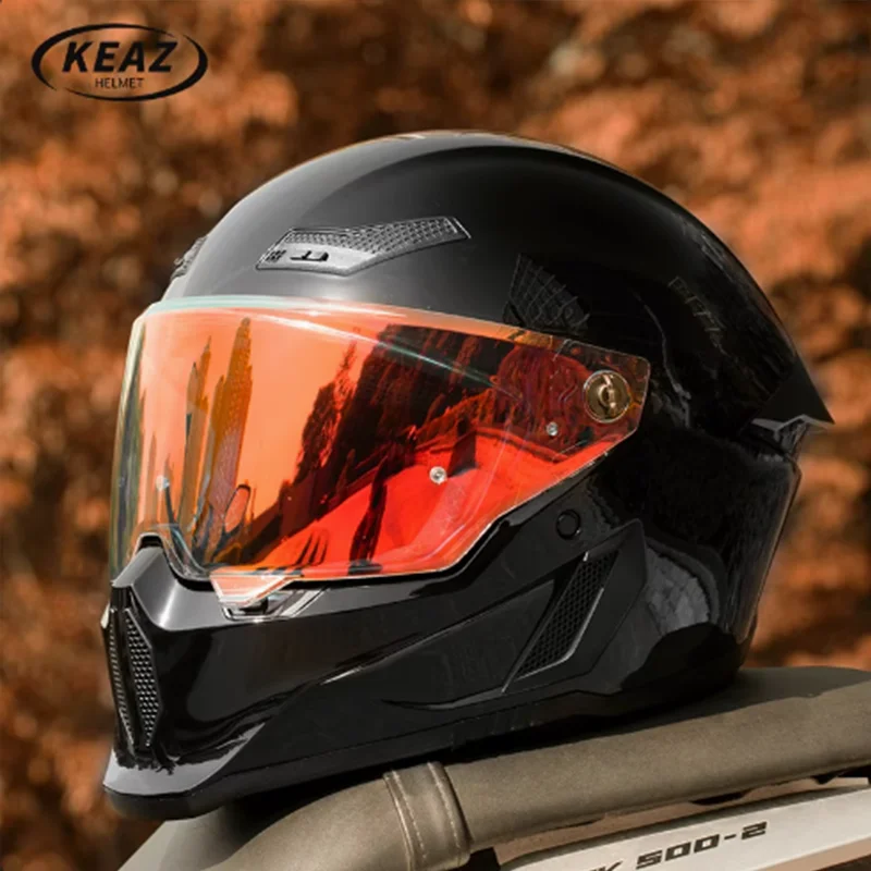 

Personalized Retro Black Motorcycle Helmet Men Women Full Helmet for Motorcycles DOT Cover Suitable for All Seasons and Anti-Fog