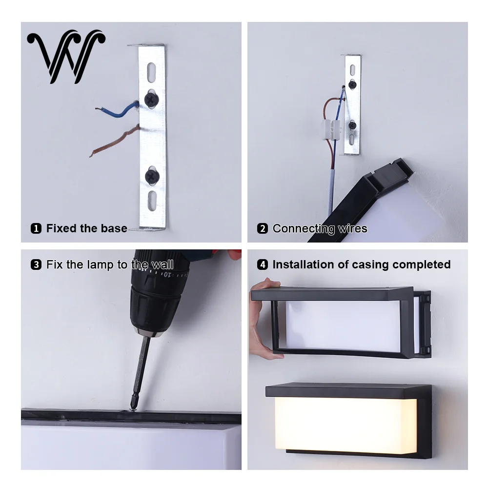 Imagem -06 - Lâmpada de Parede Led Impermeável ao ar Livre Iluminação de Parede Exterior Corpo Plástico Luz Branca Quente do Alpendre Luz do Jardim Ip65 24w Ac85265v