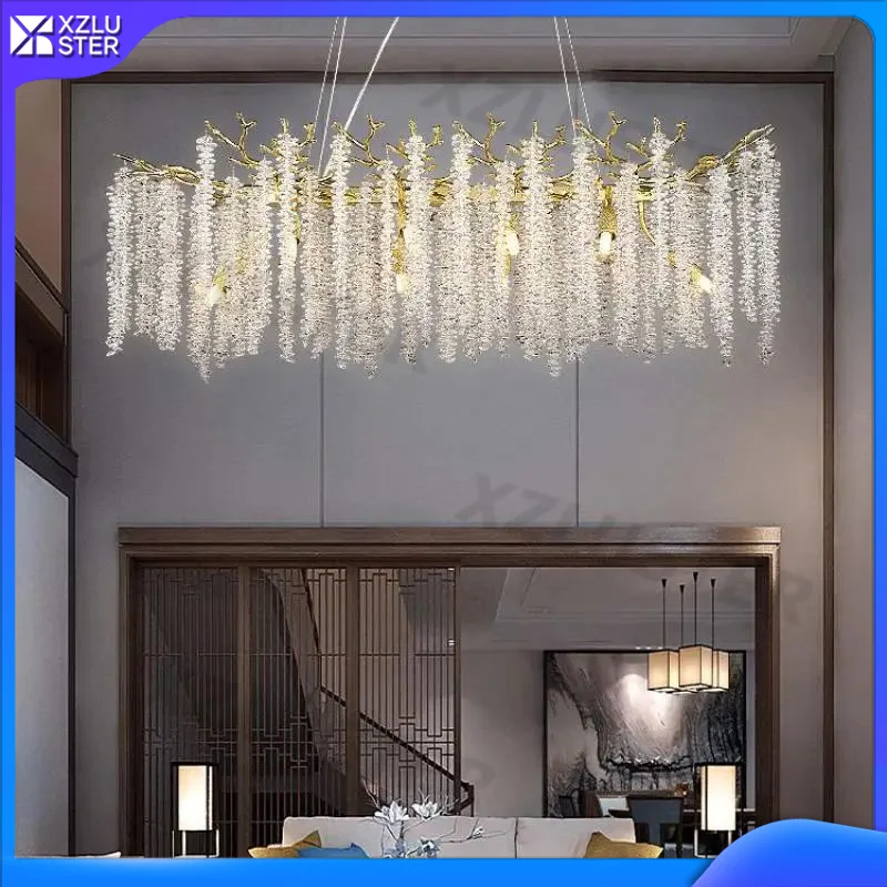 Bedroom Living Room Dining Room Lounge Ceiling Crystal Branch Round Chandeliers Modern Luxury Gold Led Crystal Chandelier