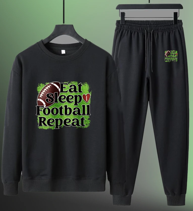 

Мужской комплект, мужской спортивный костюм, спортивные спортивные костюмы с длинными рукавами, осенний футбольный комплект с принтом Eat Sleep Football, модный футбольный комплект