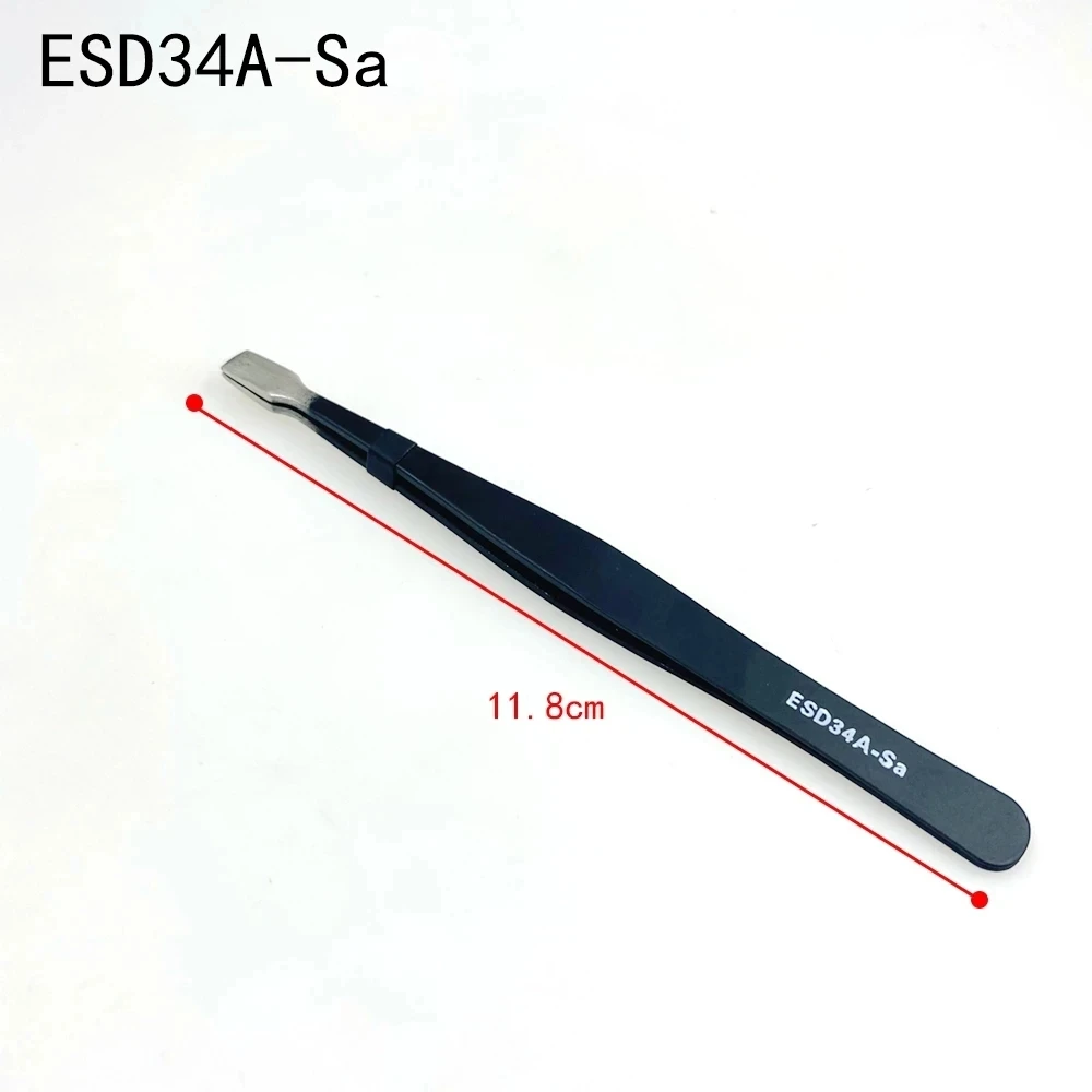 10pcs  Anti static ESD Stainless Steel Tweezers Maintenance Tools Industrial Precision Curved Straight Tweezers Repair