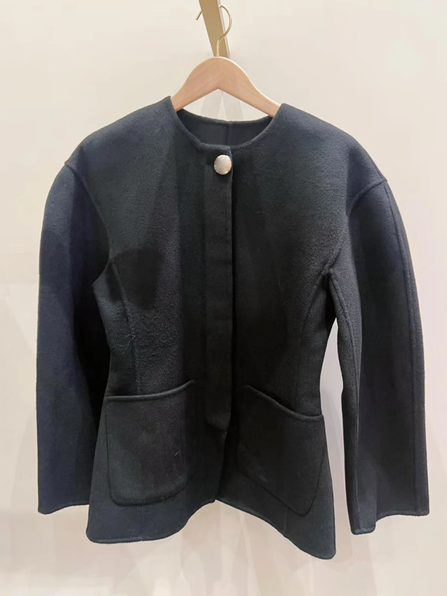 

M Home Nan You High End Women's Double Sided Woolen Coat Autumn New Sle Commute Sle Stand Fit Long Sve ort Coat