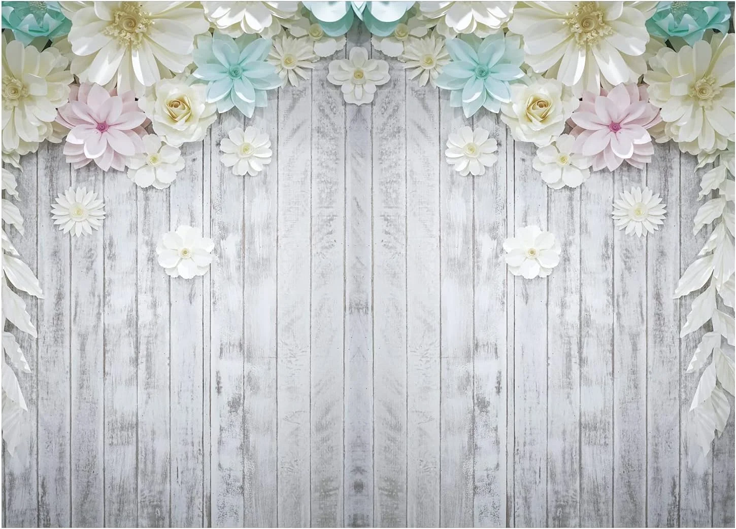 Wood Gray White Rustic Wooden 3D flowers portrait party photo background photography backdrops banner studio