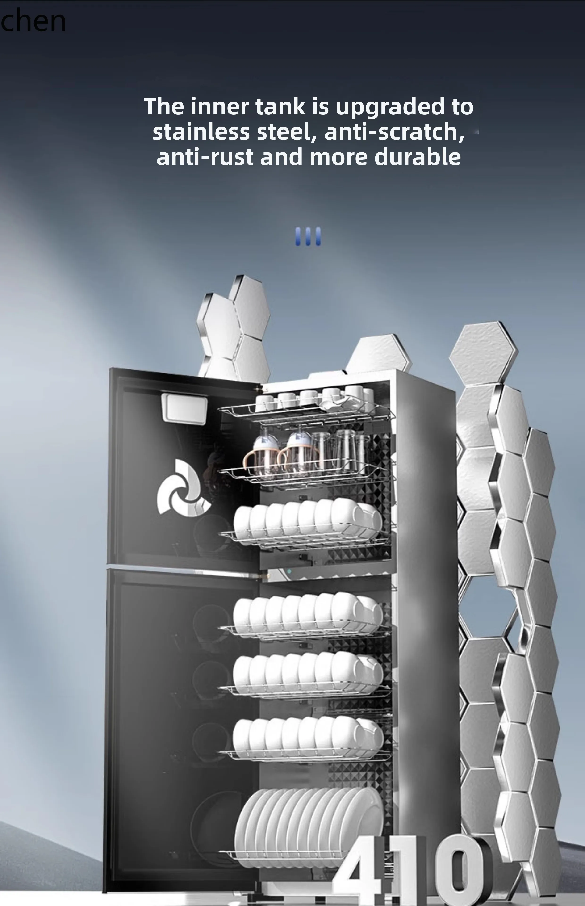 LXC ตู้ฆ่าเชื้อในครัวเรือนเชิงพาณิชย์อบแห้งตู้ฆ่าเชื้อสแตนเลสขนาดเล็กท่อระบายน้ําฟรีห้องครัวเดสก์ท็อป