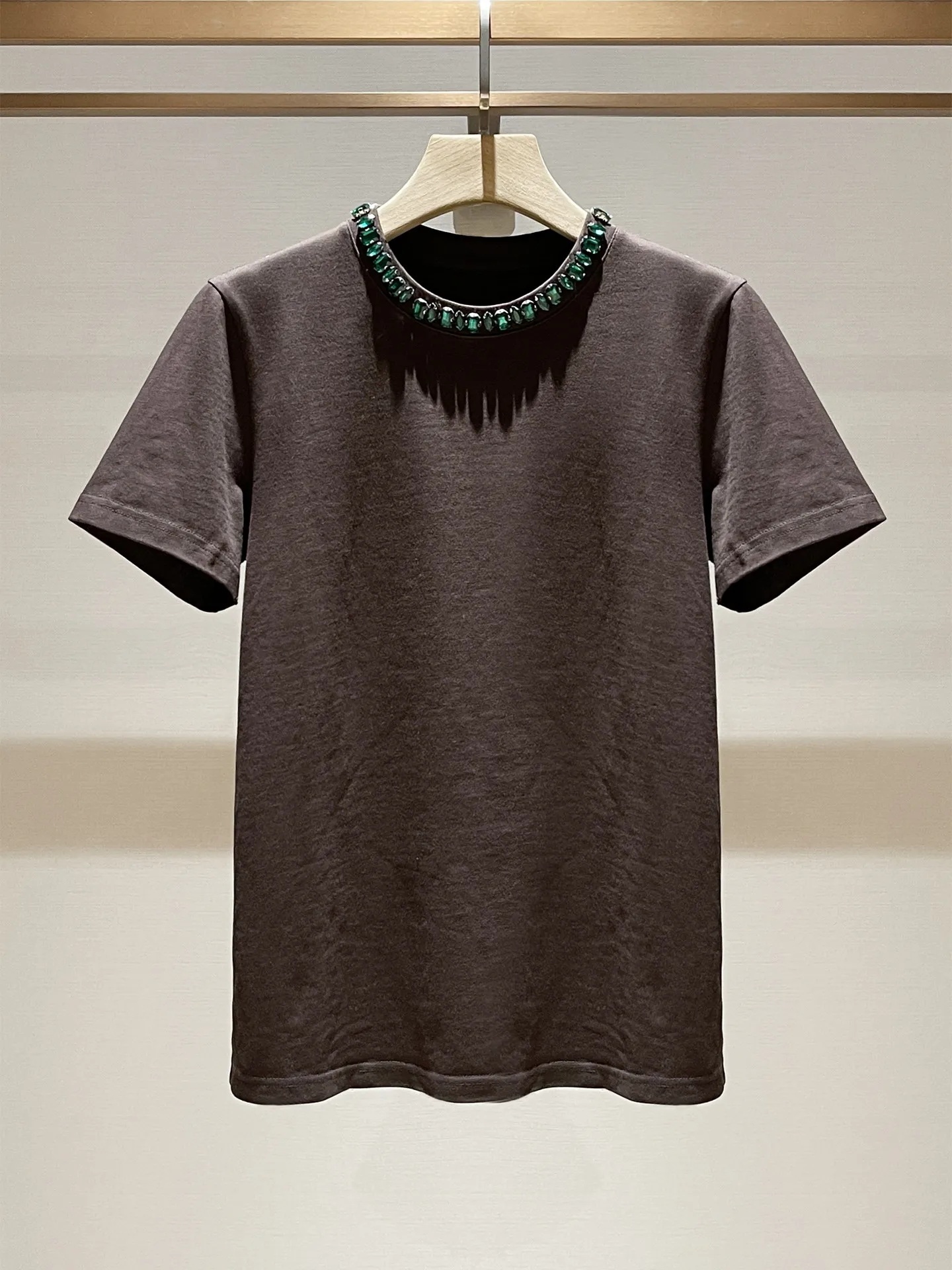 French Heavy Industry Soil Diamond Crew Neck Short Sleeve T-Shirt Summer 26 Basic Wear Less Unique Age Top