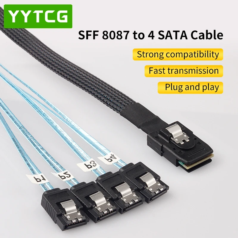 

YYTCG SATA cable Mini SFF 8087 to 4SATA Hard Drive Data Cable SFF8087 36PIN to 4 SATA 7PIN 0.5m 1m