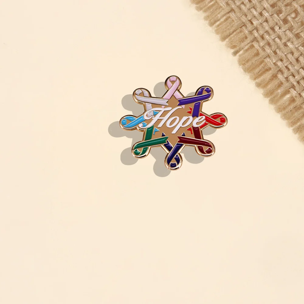 الأمل على شكل شريط بروش العالمي الإنجليزية سبيكة شارة شخصية تنوعا الملابس على ظهره وشاح الملحقات بروش