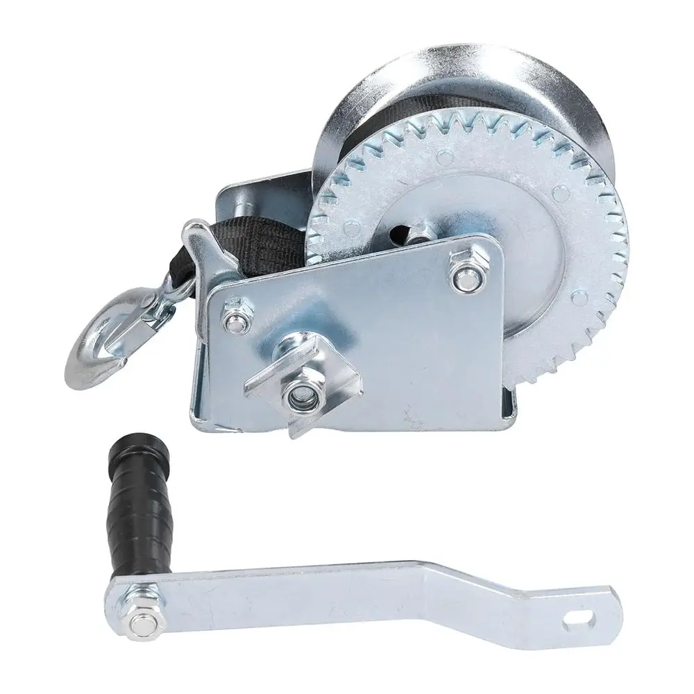 

1200 lbs Capacity Manual Hand Crank Winch with 8m Strap for Heavy-Duty Use: Ideal for Vehicles, Boats, and Home Improvement