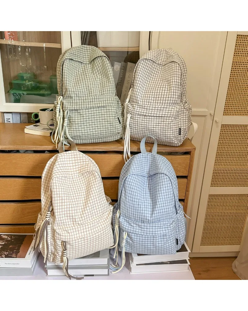 

New Lattice Mori Fresh Backpack Sweet Girl Heart College Student School Bag Campus Style Sports Backpack