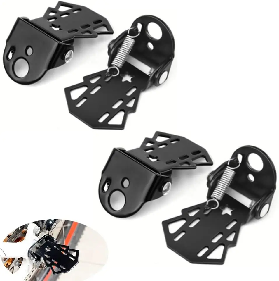 

A pair MTB Rear Footrest Pedals - Heavy Duty Bicycle Rear Wheel Footpegs with Non-Slip Surface, Universal Folding Footrest for