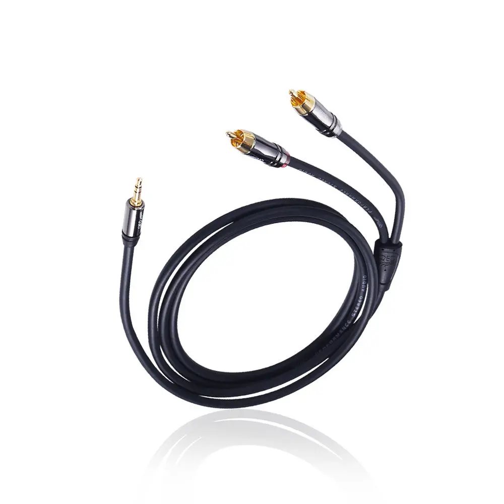 UK QED Reference Audio Series Audio Analog 3.5mm to RCA Dual Phono Signal Cable