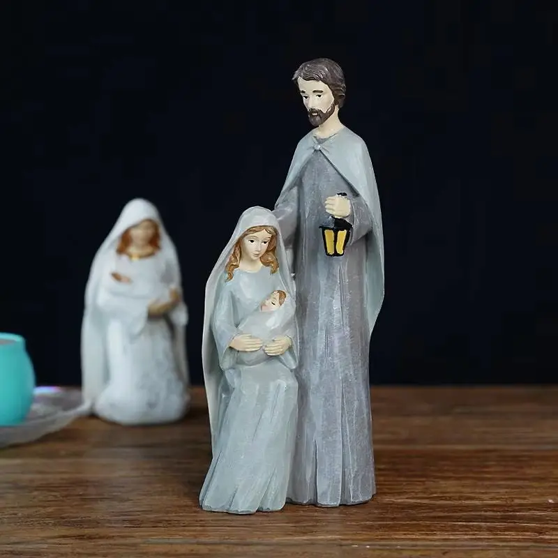 

Tabletop Statuary Statue Family Figurine Fireplace Sculpture Holy Jesus Mary Joseph Figurine Home Decor