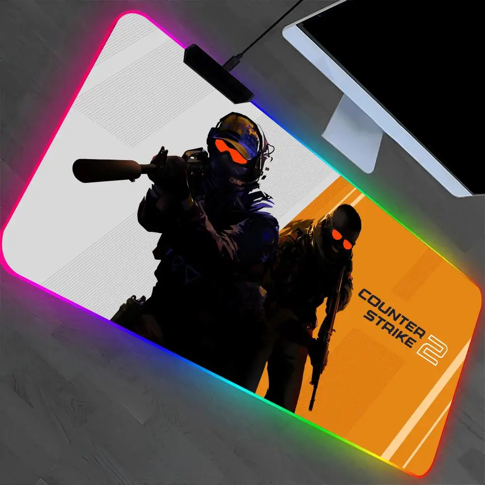 

Game C-Counter-Strike 2 Mouse Pad Laptop Mat Gaming RGB Anime Mousepad Backlit Gamer Girl Cartoon Table Pads Deskpad