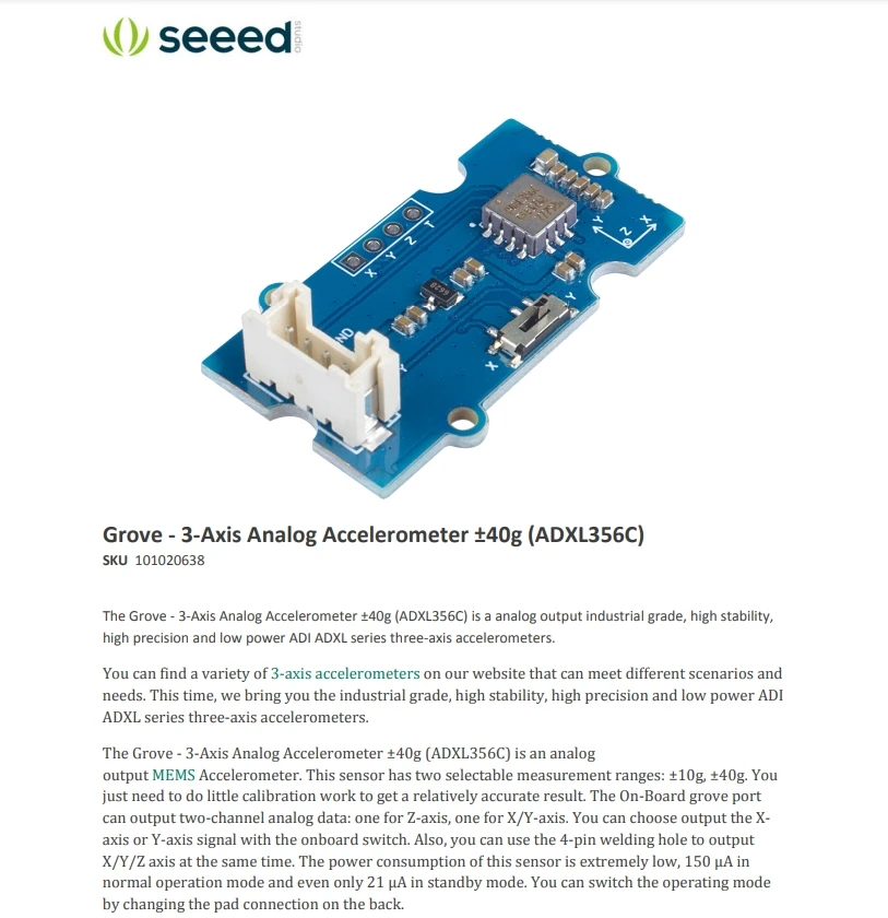 101020638 Acceleration Sensor Development Tools Evaluation Boards
