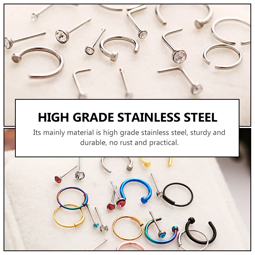 22 قطعة مجموعة خواتم الأنف الفولاذ المقاوم للصدأ موضة هيئة ثقب المجوهرات دائم لا الصدأ للحفلات ديكور الشارع هدية الإبداعية #5