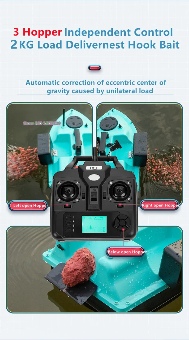 16Point GPS Fishing Bait Boat 2KG 500M GPS Dual Position Smart Cruise RC Nesting Boat 3Bait Container Fish Finder Feeder RC Boa