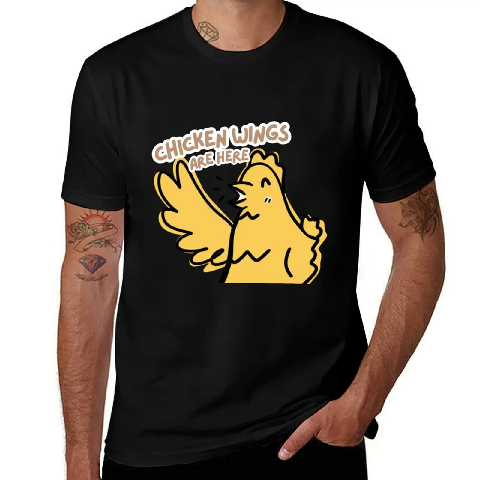 Chicken wings are here T-Shirt cotton t-shirt plain for man package T-Shirt
