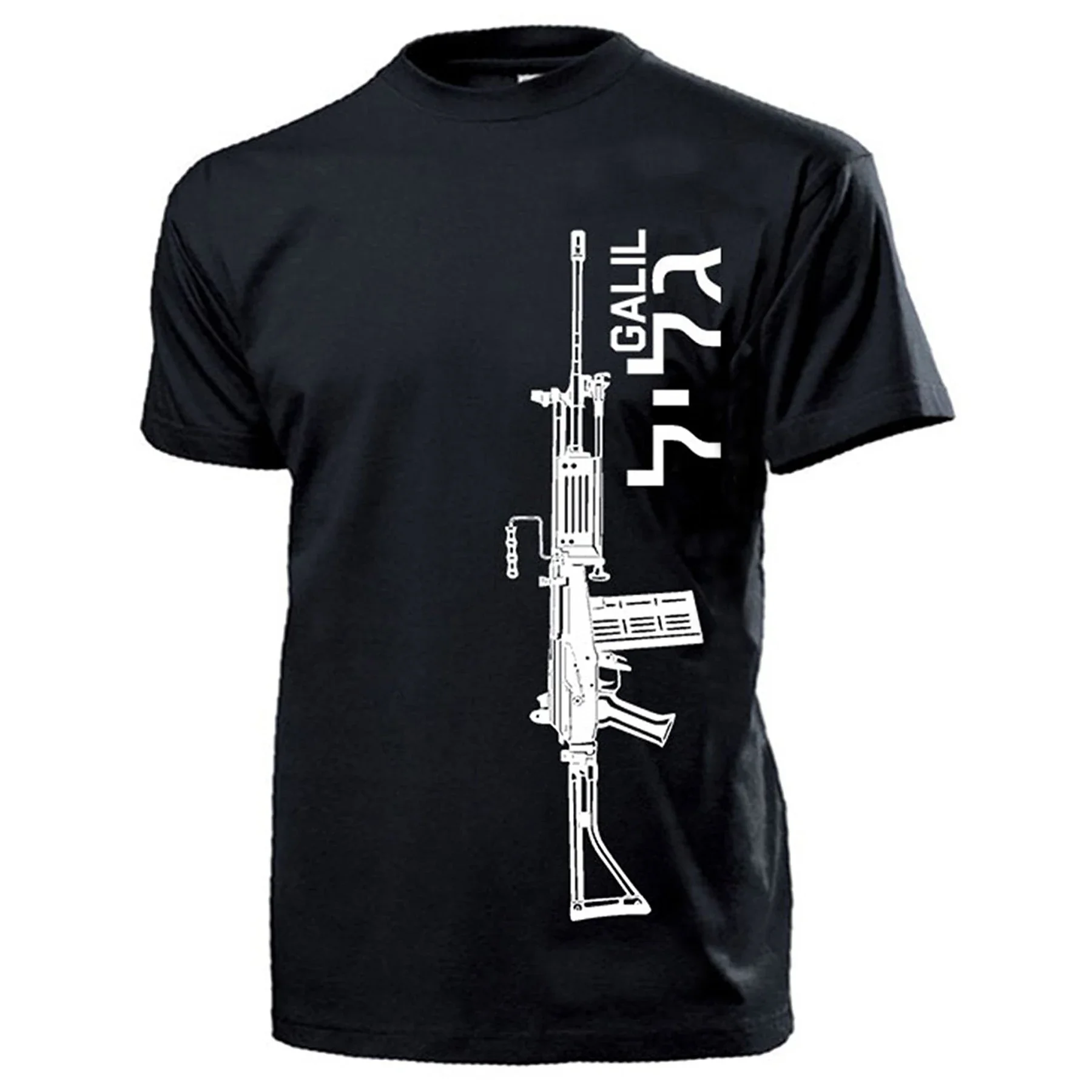 Israeli Galil Assault Rifle Hebrew Font Estonia Weapon T-Shirt 100% Cotton O-Neck Short Sleeve Summer Casual Mens T-shirt