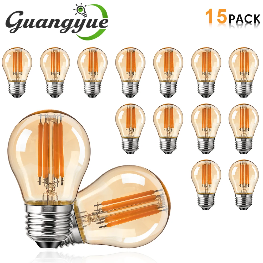 G45 Amber Class Globe LED Bulb 6W 2W Filament Light Bulbs E27 220V Replaceable Warm White Decorative Lighting For Home