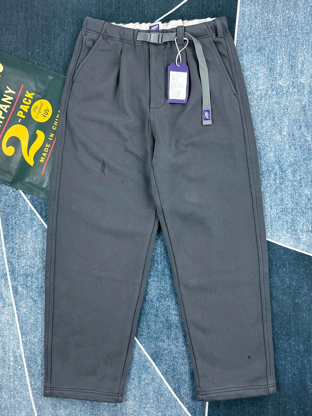 

Thiened Fce Lined American Workwear Sle Men's Casual Pants Elastic Waist Straight Leg Cotton Trousers ey Trendy Wint...