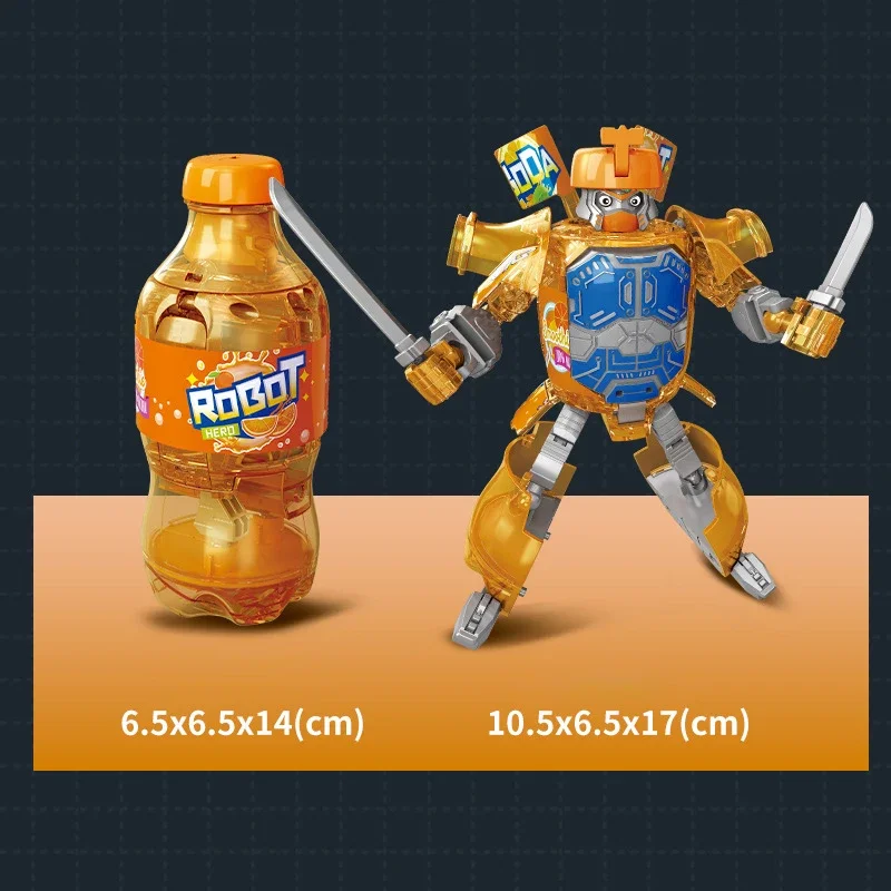 Cartoon Deformation Robot Simulated Bottled Soda Deformed Robot Action Figures Mecha Warrior Creative Model Toy Educational Toy S5A2A7E4Efe884A0C8D5D07E246E2874Bi