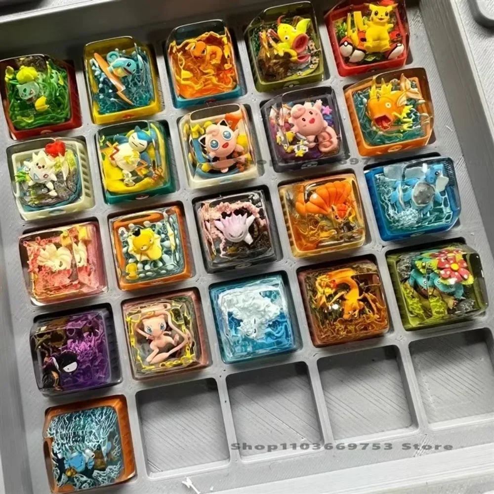 

Pokemon Resin Transparent Stereoscopic Keycap Mechanical Keyboard Stereoscopic Keycap PTCG Gengar Pikachu Eevee Keycaps