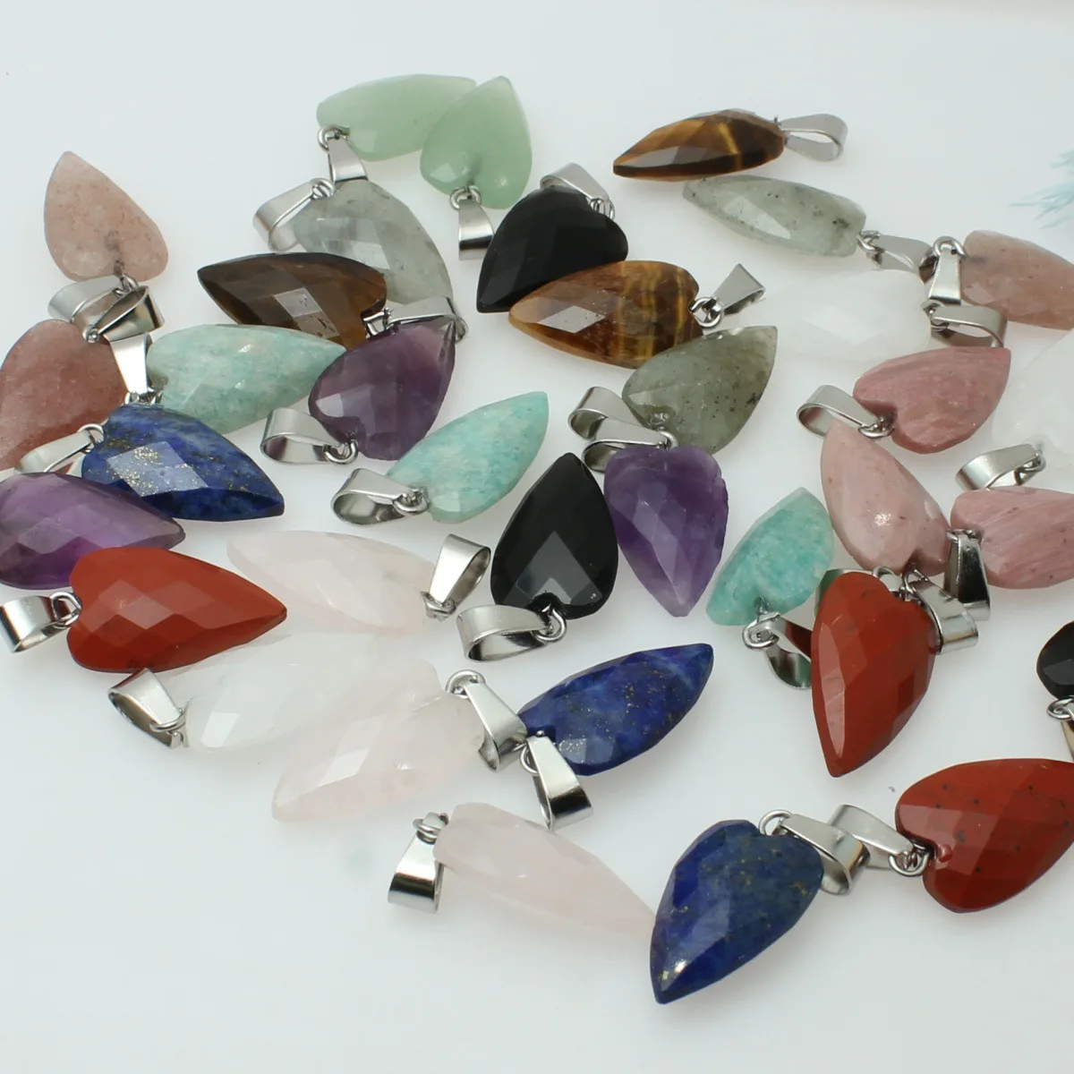 Natural stone 12x18mm colored love crystal pendant DIY necklace jewelry accessories