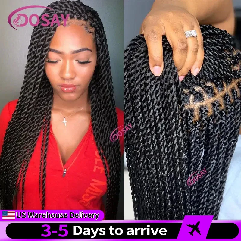 Twist Braided Wigs Box Braided Lace Front Wig For Black Women Synthetic Full Lace Frontal Wig Faux Locs Wig Goddess Braids Wigs