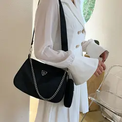 Solid Color Fashion For Travel Shopping Woman Female Bag Crossbody Bags Shoulder Handbags 2in1 Sling Bag Causal Handbag Set