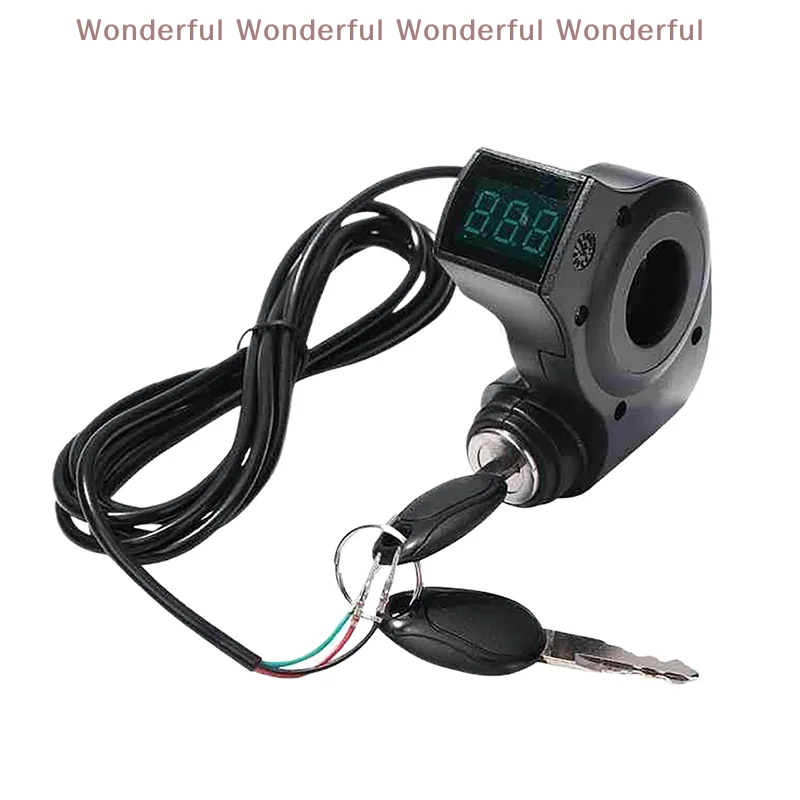 Electric Scooter Handlebar Ignition Key 12V-99V Motorcycle Accessory E-Bike Power Switch Lock with Display And Thumb Throttle - view 3
