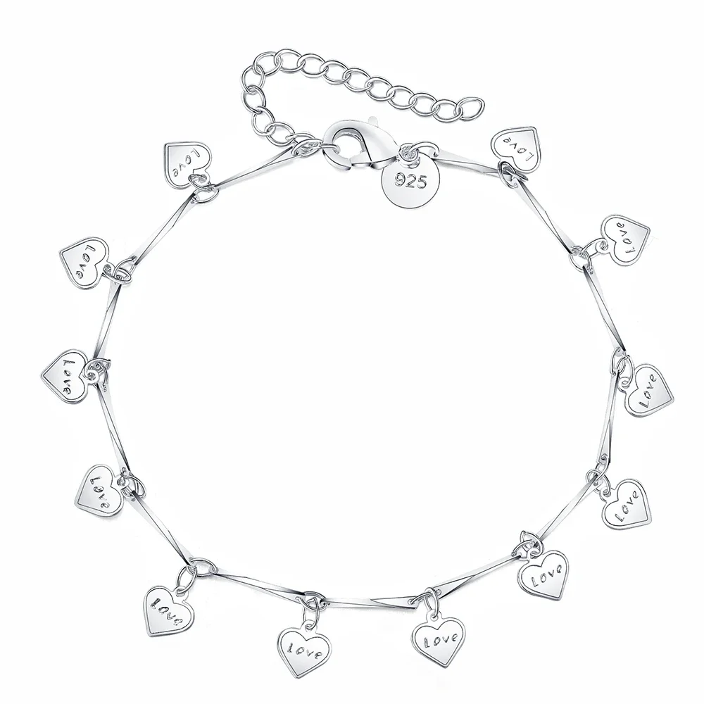 Promotion 925 Sterling Silver Pretty Nice Leaf Chain Bracelet Fashion Charm Anklet Wedding Cute Women Lady Party Gift LH037