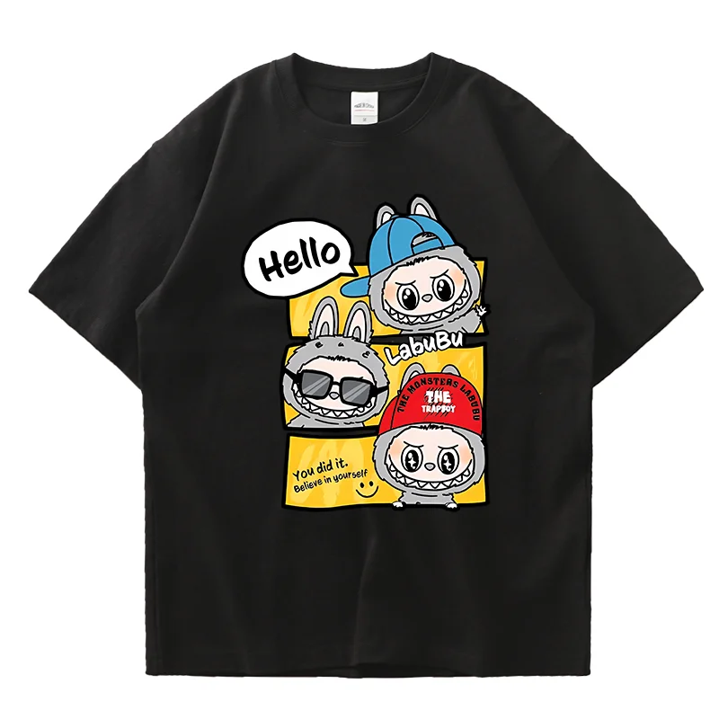 Anime LABUBU Print T Shirt MOLLY Couple student street sports casual T-shirt