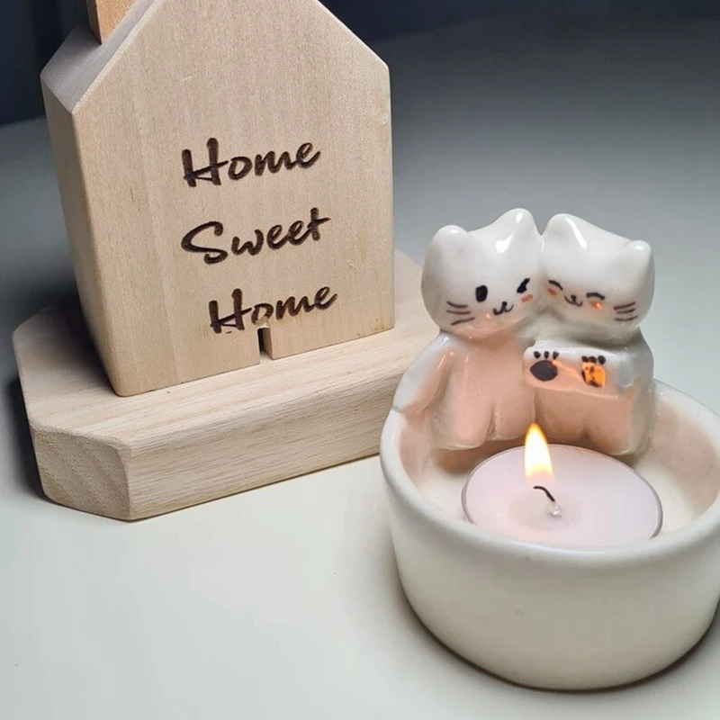 Tempat Lilin Kucing Kartun - Tempat Lilin Kucing Lucu, Tempat Lampu Beraroma Buatan Tangan, Hadiah Anak Perempuan atau Pilihan Kekasih Kucing Tahan Lama