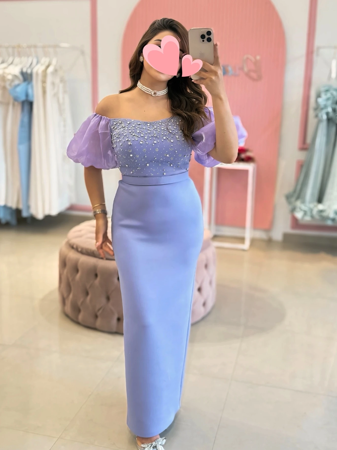 

Other Shore Elegant Vintage Sweet Purple Lilac Crystal Beads Boat Neck Customized Formal Occasion Prom Dress Evening Party Gowns